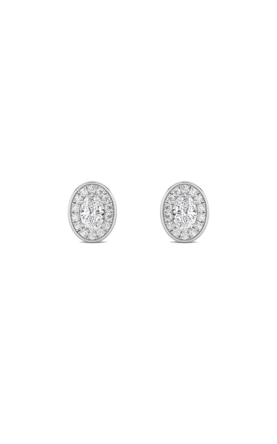 2Cttw Oval Shaped Lab Grown Diamond (F/VS) Halo Stud Earrings in 14K Gold