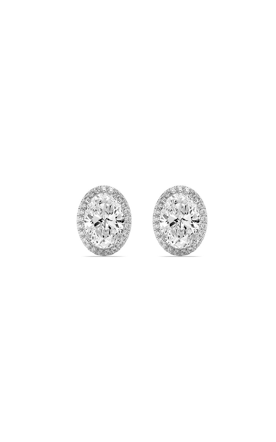 2Cttw Oval Shaped Lab Grown Diamond (F/VS) Halo Stud Earrings in 14K Gold