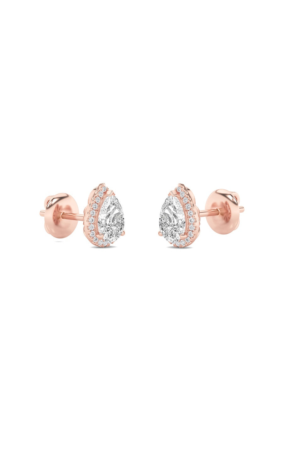 3Cttw Pear Shaped Lab Grown Diamond (F/VS) Halo Stud Earrings in 14K Gold