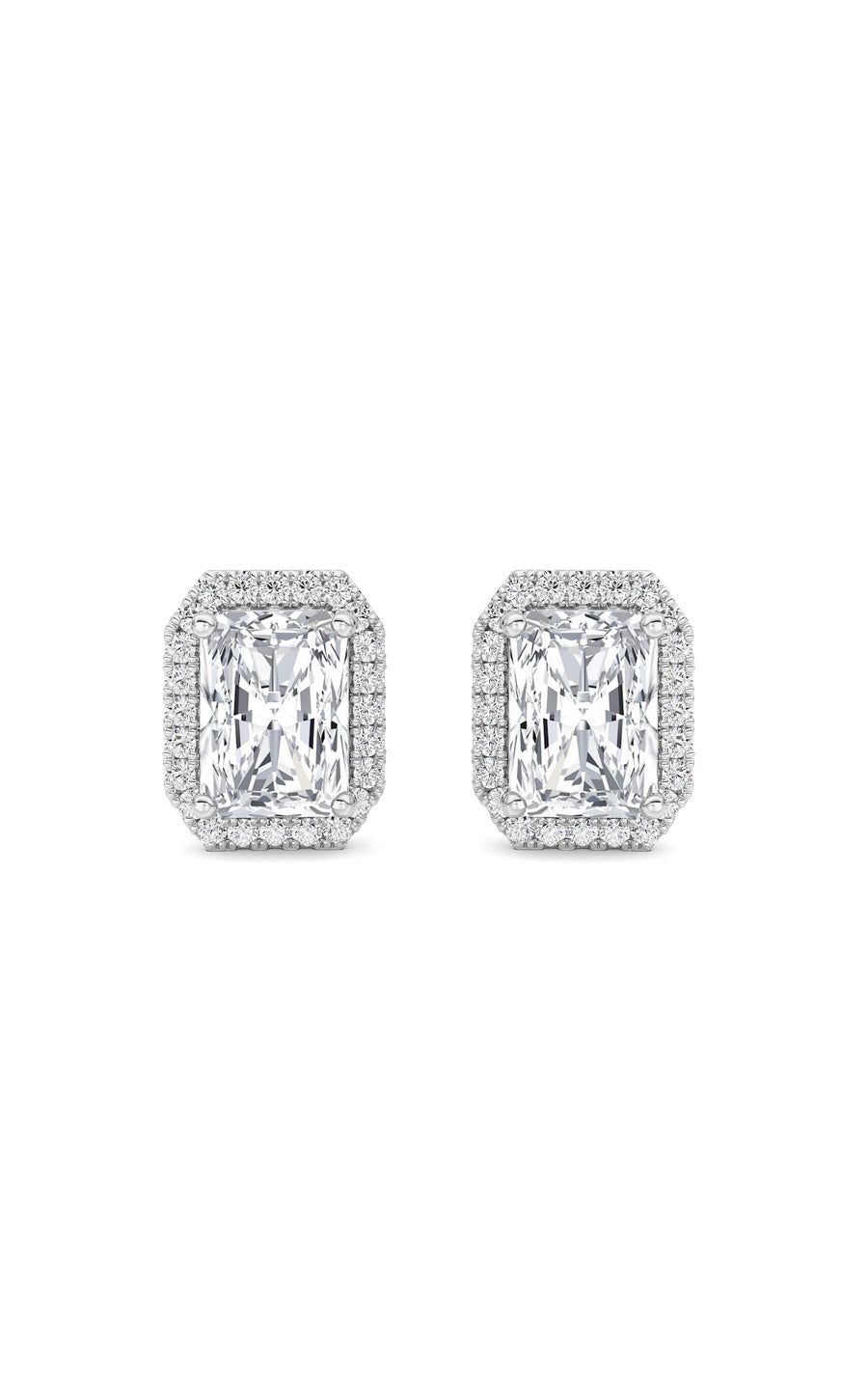 2CTW Radiant Shaped Lab Grown Diamond (F/VS) Earrings in 14K Gold