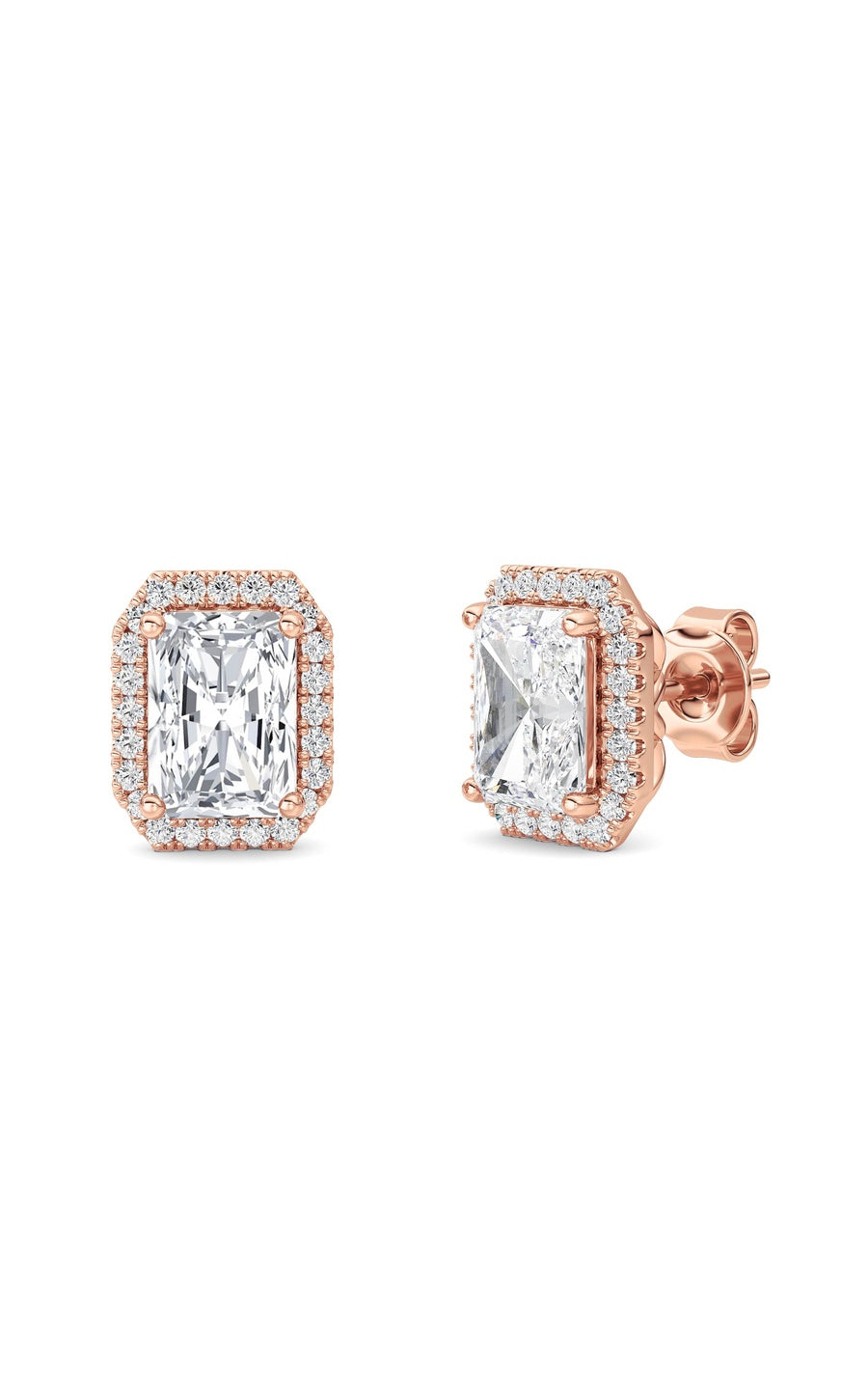 2CTW Radiant Shaped Lab Grown Diamond (F/VS) Earrings in 14K Gold