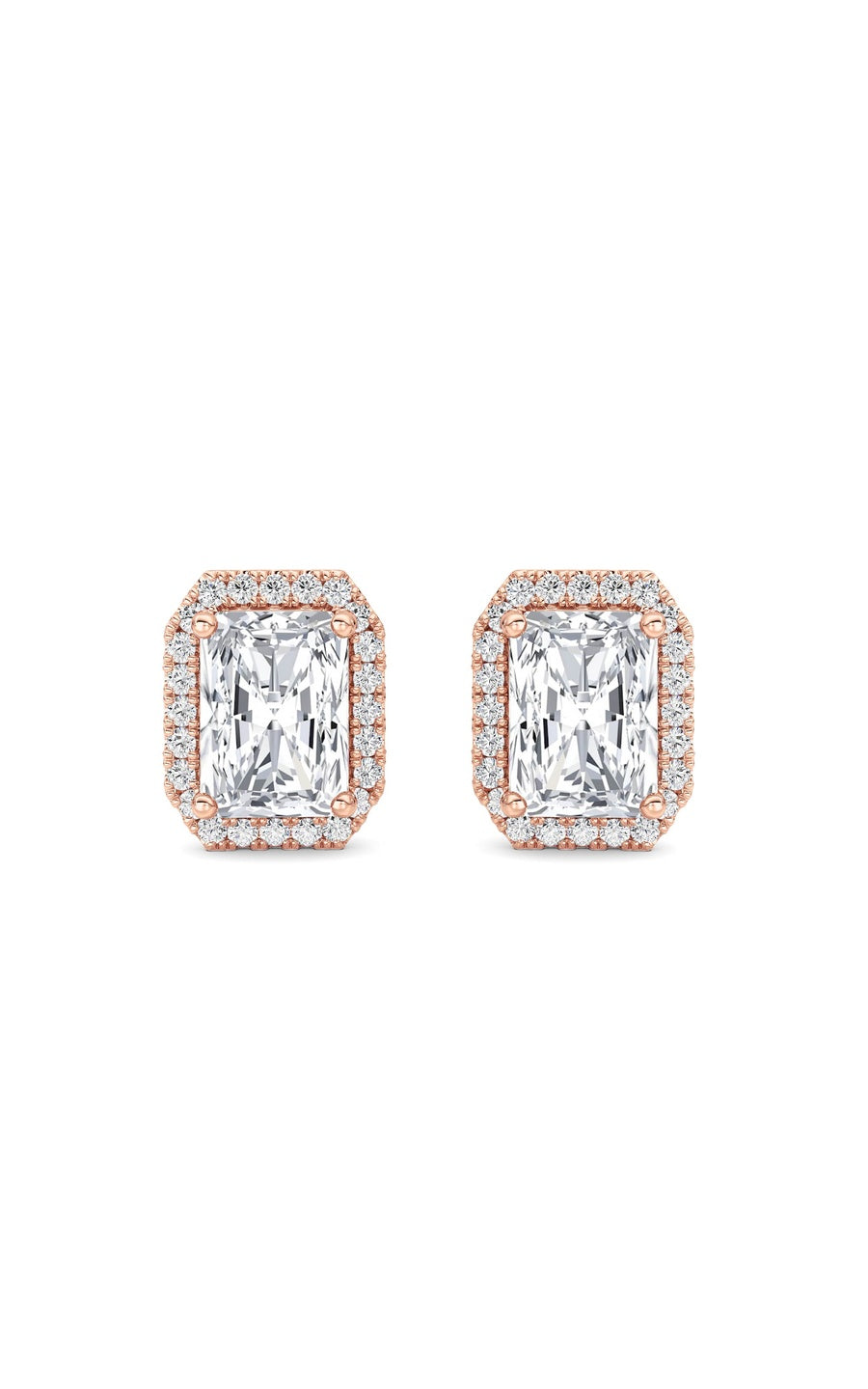 2CTW Radiant Shaped Lab Grown Diamond (F/VS) Earrings in 14K Gold