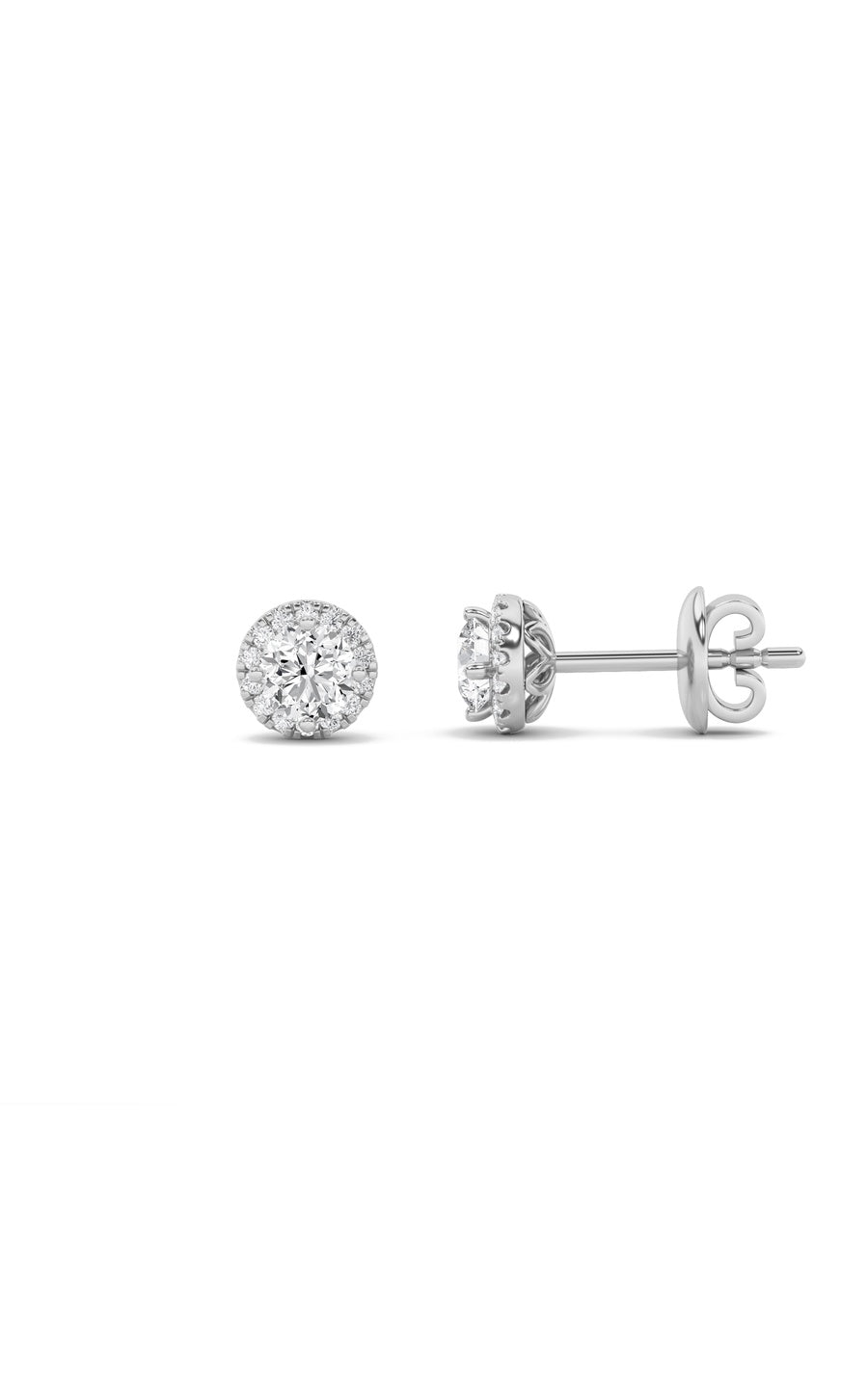 1.5Cttw Round Shaped Lab Grown Diamond (F/VS) HaloStud Earrings in 14K Gold