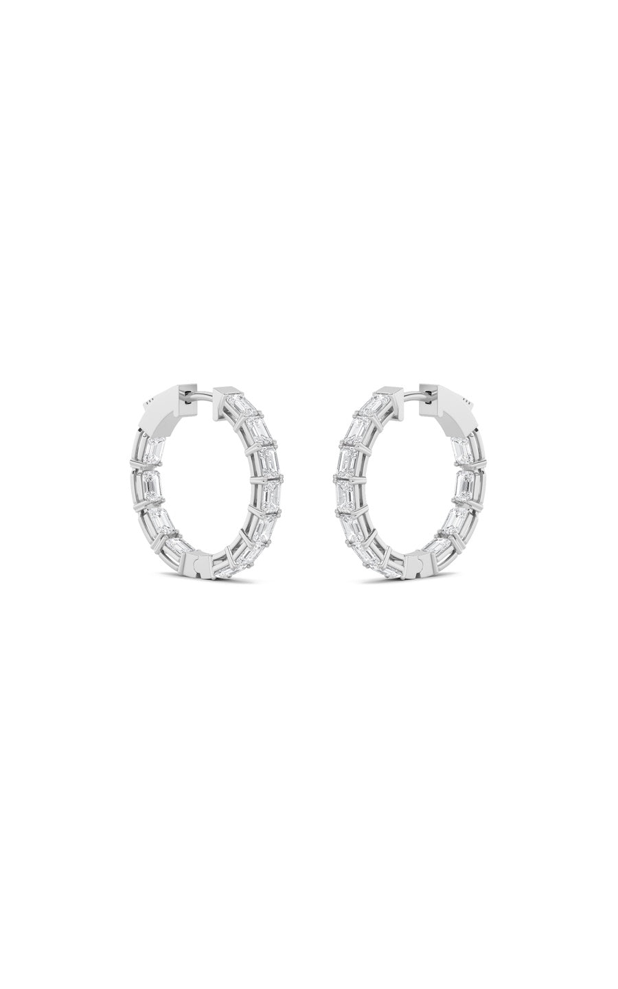 3.5Cttw Emerald Shaped Lab Grown Diamond (F/VS) Inside Out Hoop Earrings in 14K Gold
