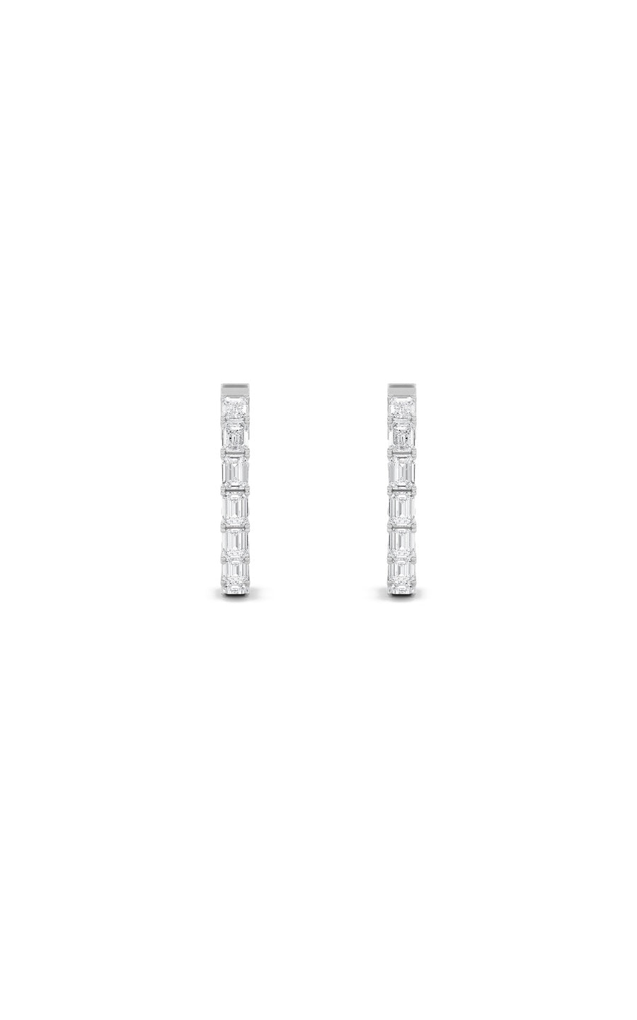 3.5Cttw Emerald Shaped Lab Grown Diamond (F/VS) Inside Out Hoop Earrings in 14K Gold