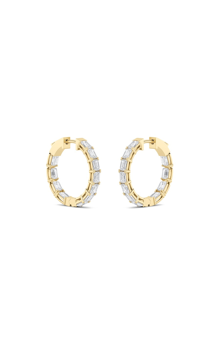 3.5Cttw Emerald Shaped Lab Grown Diamond (F/VS) Inside Out Hoop Earrings in 14K Gold
