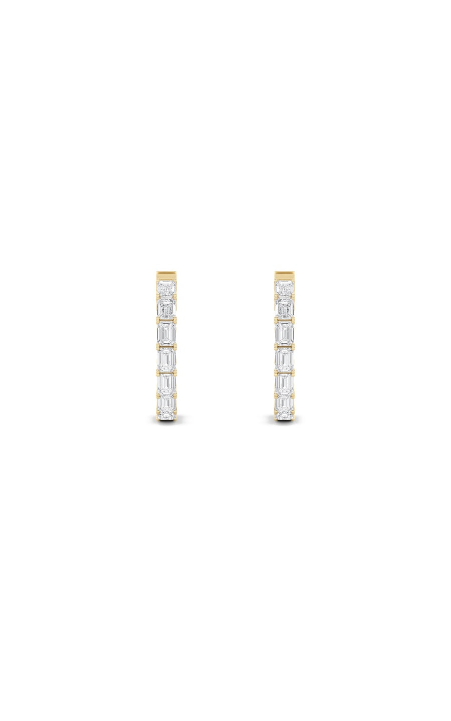3.5Cttw Emerald Shaped Lab Grown Diamond (F/VS) Inside Out Hoop Earrings in 14K Gold