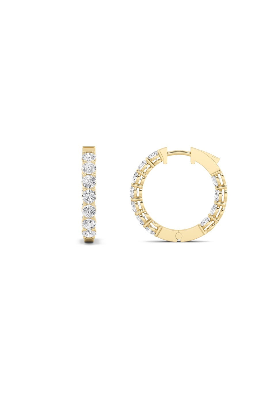4Cttw Round Shaped Lab Grown Diamond (F/VS) InsideOut Hoop Earrings in 14K Gold