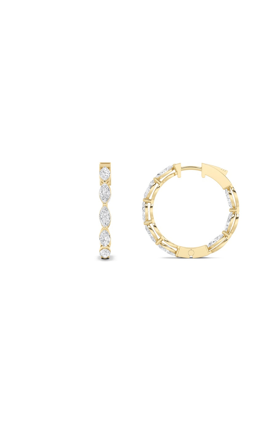 4Cttw Marquise Shaped Lab Grown Diamond (F/VS) Inside Out Hoop Earrings in 14K Gold