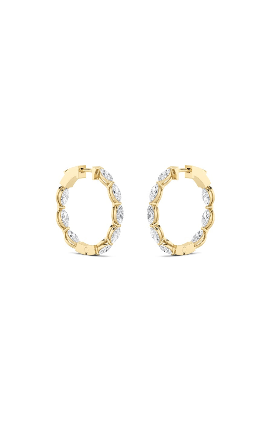 4Cttw Marquise Shaped Lab Grown Diamond (F/VS) Inside Out Hoop Earrings in 14K Gold