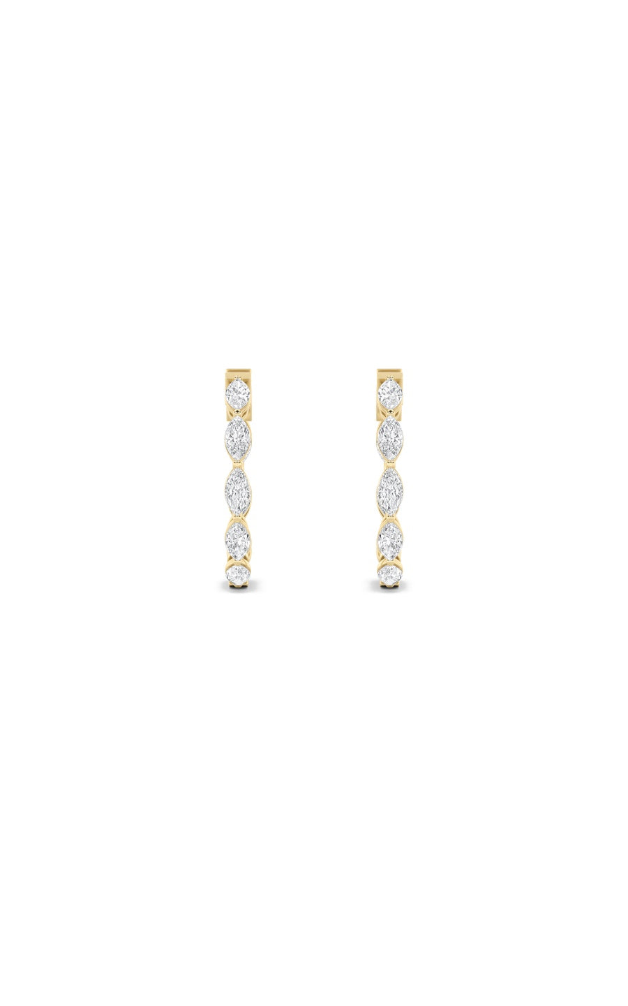 4Cttw Marquise Shaped Lab Grown Diamond (F/VS) Inside Out Hoop Earrings in 14K Gold