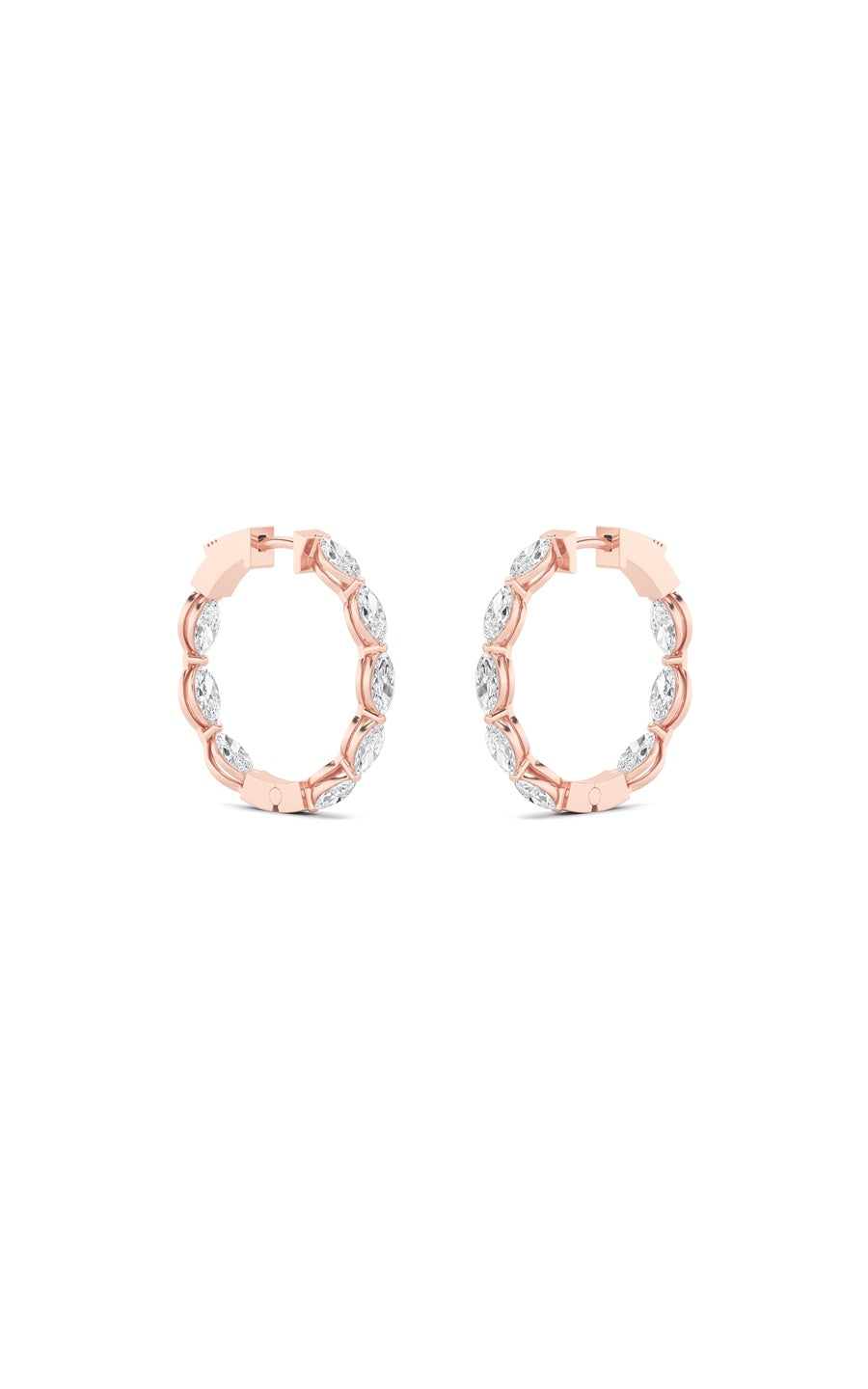 4Cttw Marquise Shaped Lab Grown Diamond (F/VS) Inside Out Hoop Earrings in 14K Gold