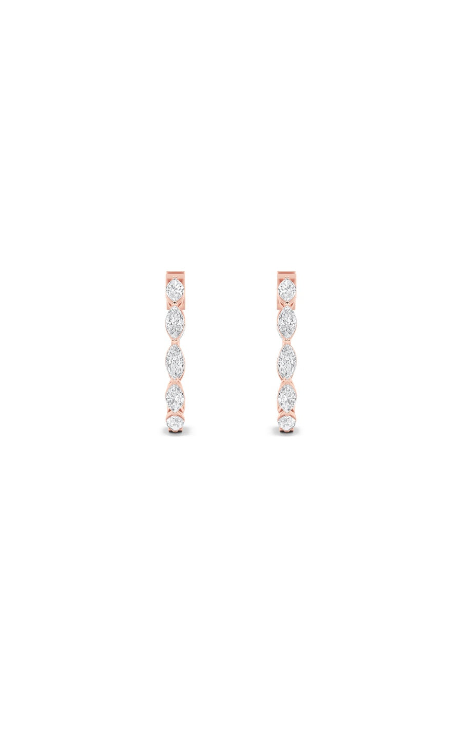 4Cttw Marquise Shaped Lab Grown Diamond (F/VS) Inside Out Hoop Earrings in 14K Gold