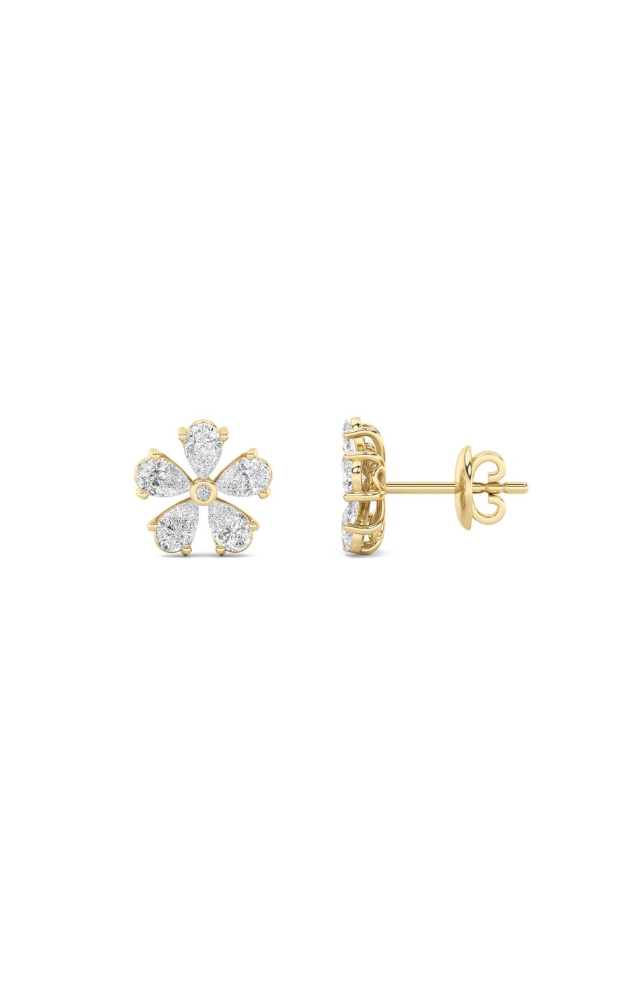 1.5Cttw Pear Shaped Lab Grown Diamond (F/VS) Floral Earrings in 14K Gold