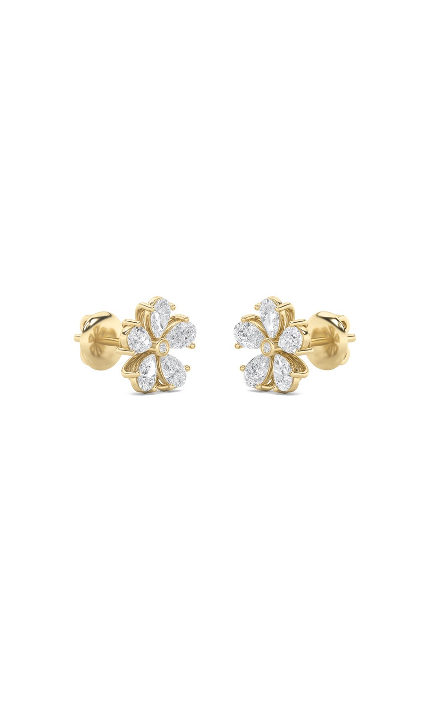 1.5Cttw Pear Shaped Lab Grown Diamond (F/VS) Floral Earrings in 14K Gold
