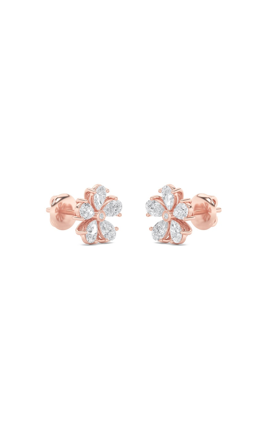 2.5Cttw Pear Shaped Lab Grown Diamond (F/VS) Floral Earrings in 14K Gold