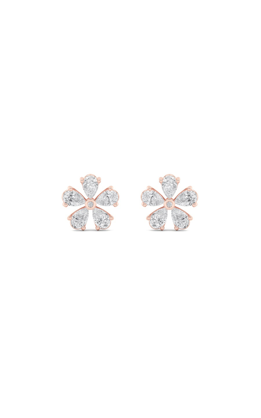 2.5Cttw Pear Shaped Lab Grown Diamond (F/VS) Floral Earrings in 14K Gold