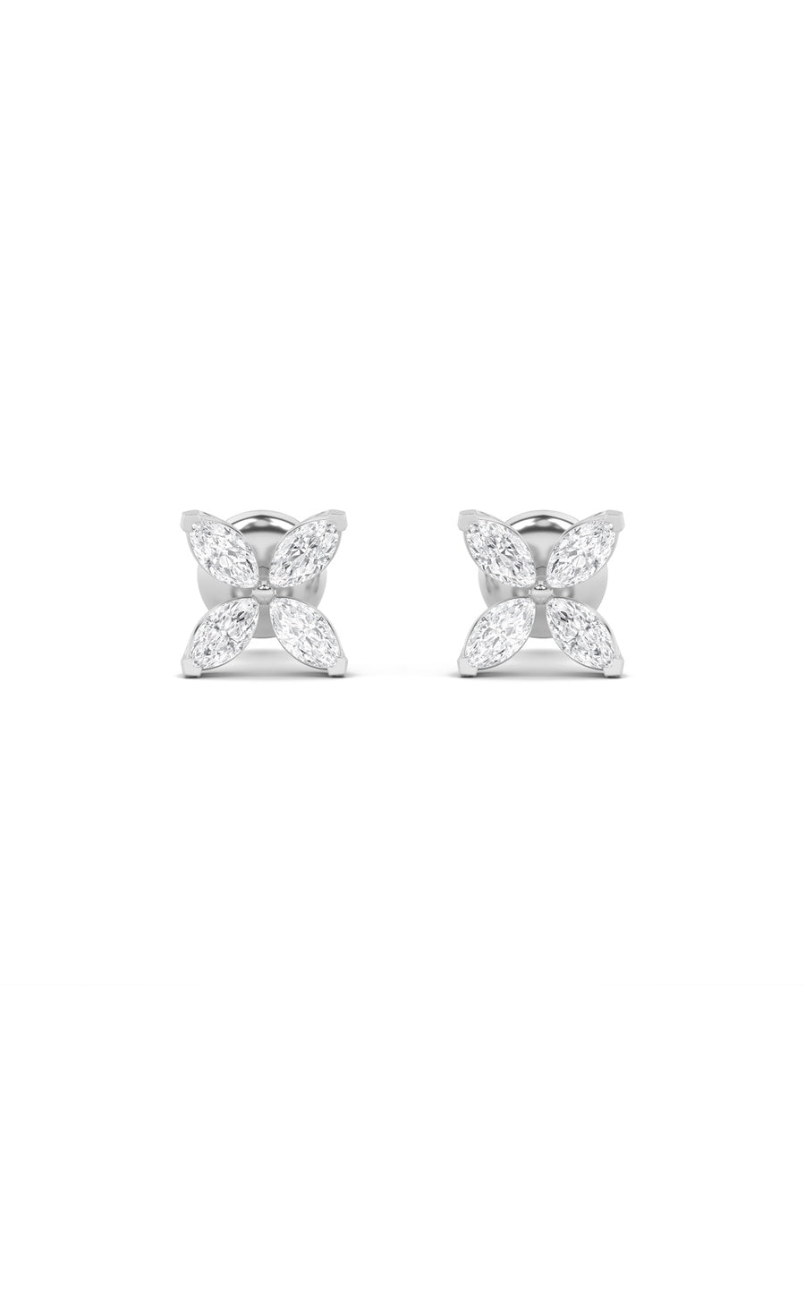 1.5Cttw Marquise Shaped Lab Grown Diamond (G/VS) Flower Earrings in 14K Gold