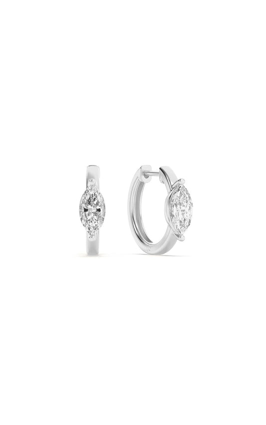 3.5Cttw Marquise Shaped Lab Grown Diamond (F/VS) Solitaire Huggie Earrings in 14K Gold