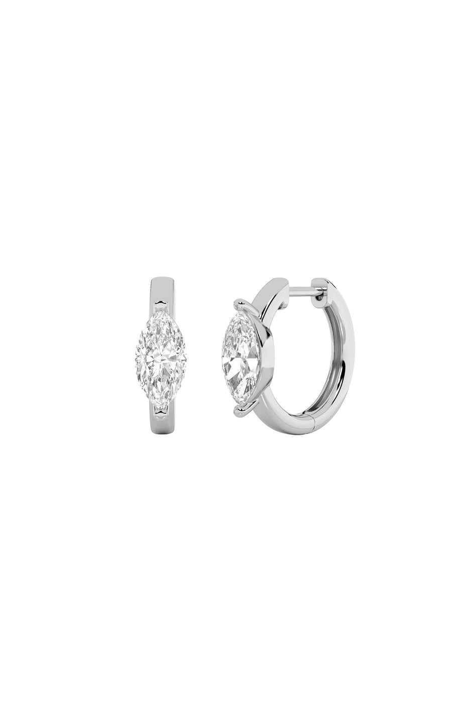 3.5Cttw Marquise Shaped Lab Grown Diamond (F/VS) Solitaire Huggie Earrings in 14K Gold