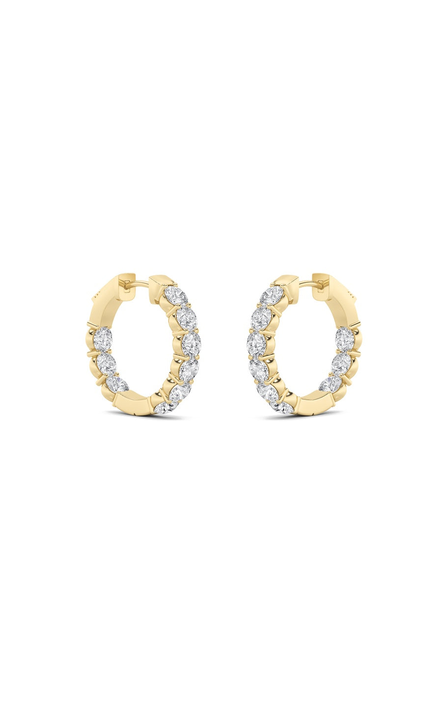 3Cttw Round Shaped Lab Grown Diamond (F/VS) Insideout Hoop Earrings in 14K Gold