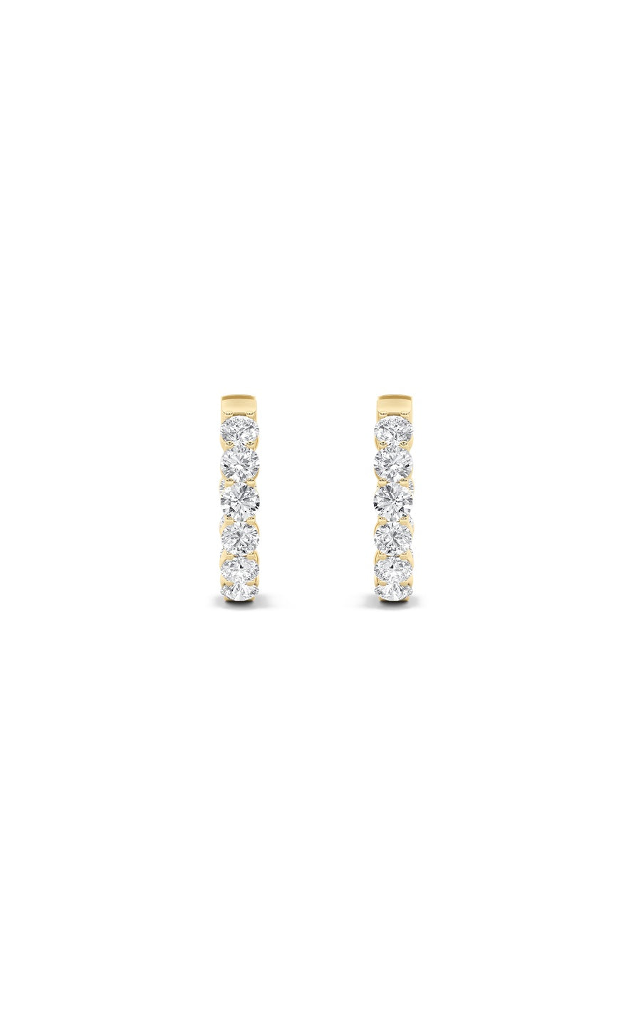 3Cttw Round Shaped Lab Grown Diamond (F/VS) Insideout Hoop Earrings in 14K Gold