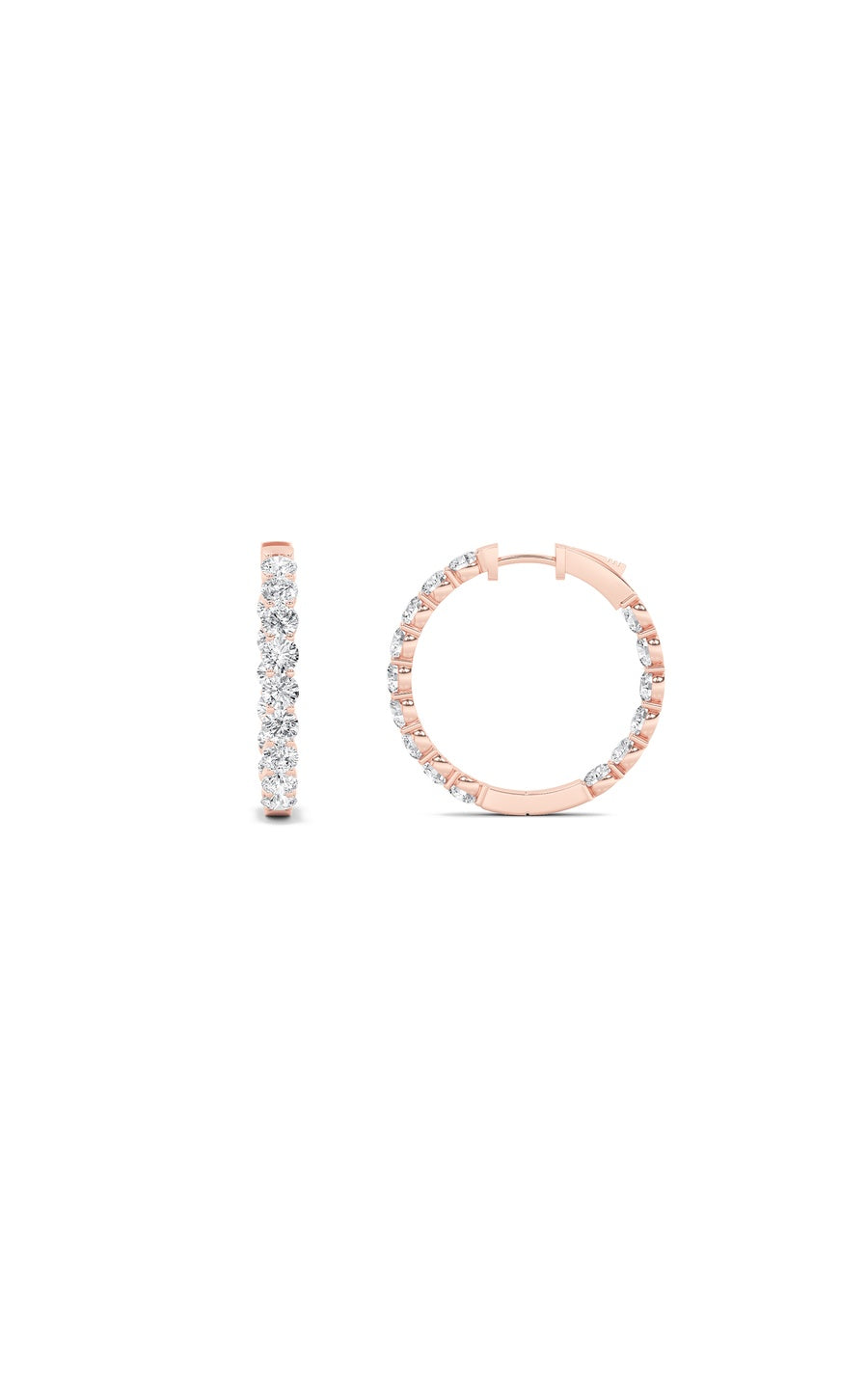 5CTW Round Shaped Lab Grown Diamond (F/VS) Inside out Hoop Earrings in 14K Gold