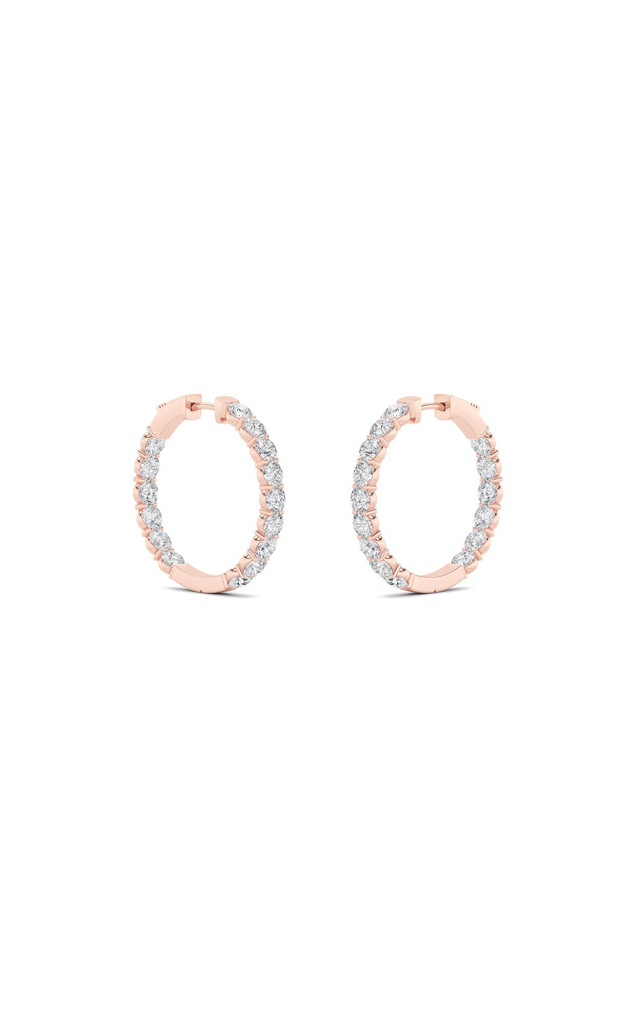 5Cttw Round Shaped Lab Grown Diamond (F/VS) Insideout Hoop Earrings in 14K Gold