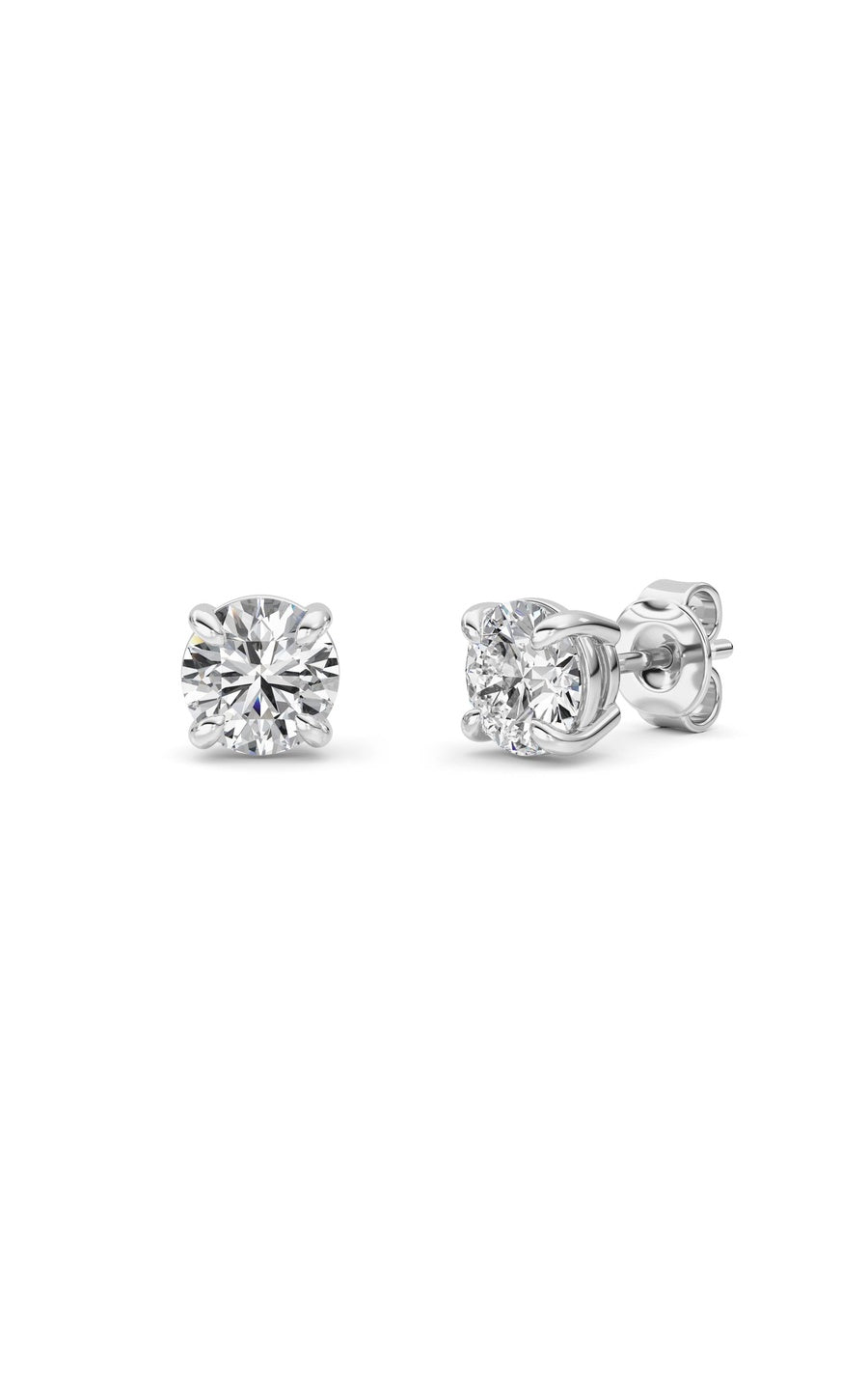 1Cttw Round Shaped Lab Grown Diamond (F/VS) Classic Basket Set Stud Earrings in 14K Gold