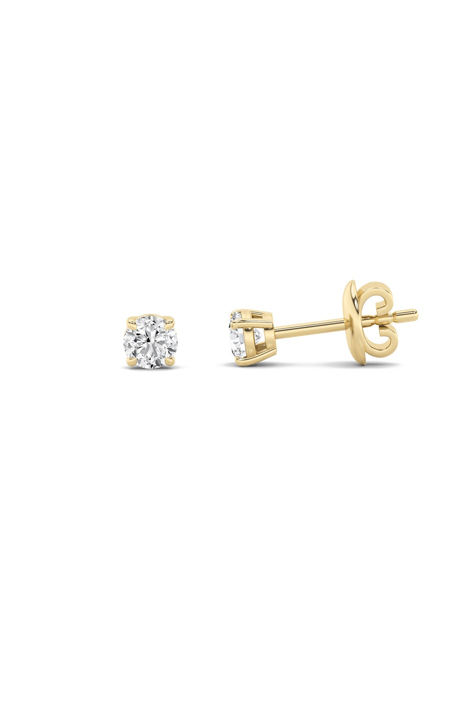 2Cttw Round Shaped Lab Grown Diamond (F/VS) Classic Basket Set Stud Earrings in 14K Gold