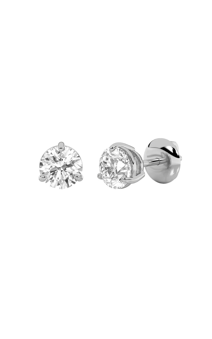 2Cttw Round Shaped Lab Grown Diamond (F/VS) Classic Basket Set Stud Earrings in 14K Gold