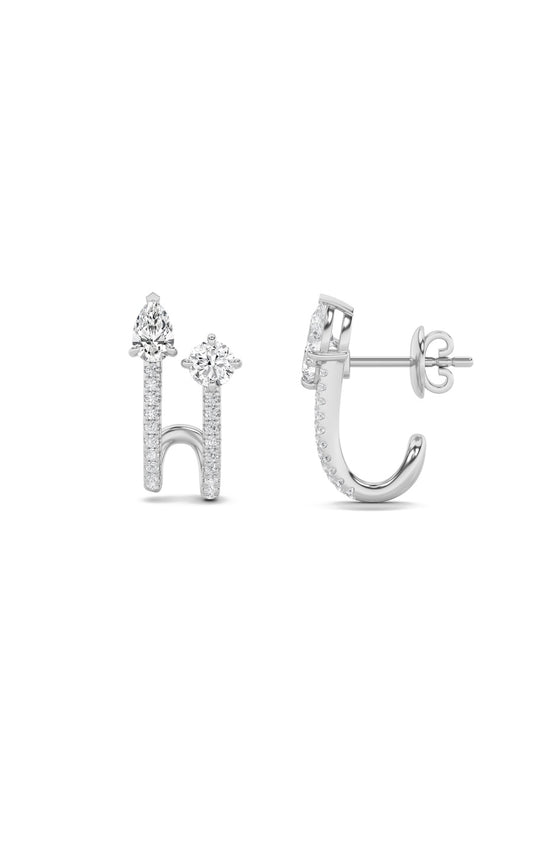 2.5Cttw Round Shaped Lab Grown Diamond (F/VS) Toiet Moi Accented Earrings in 14K Gold