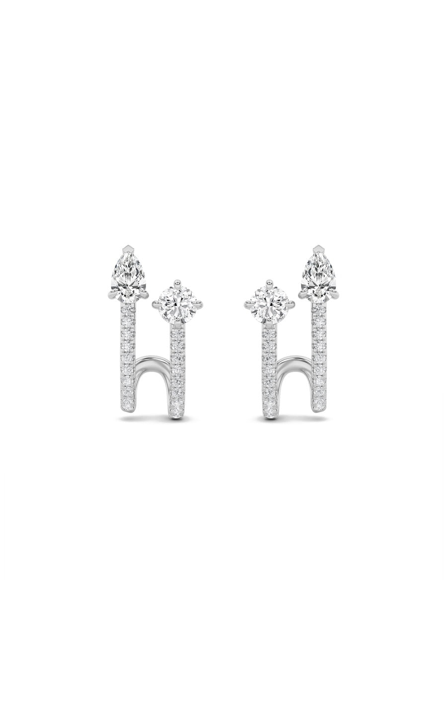 2.5Cttw Round Shaped Lab Grown Diamond (F/VS) Toiet Moi Accented Earrings in 14K Gold