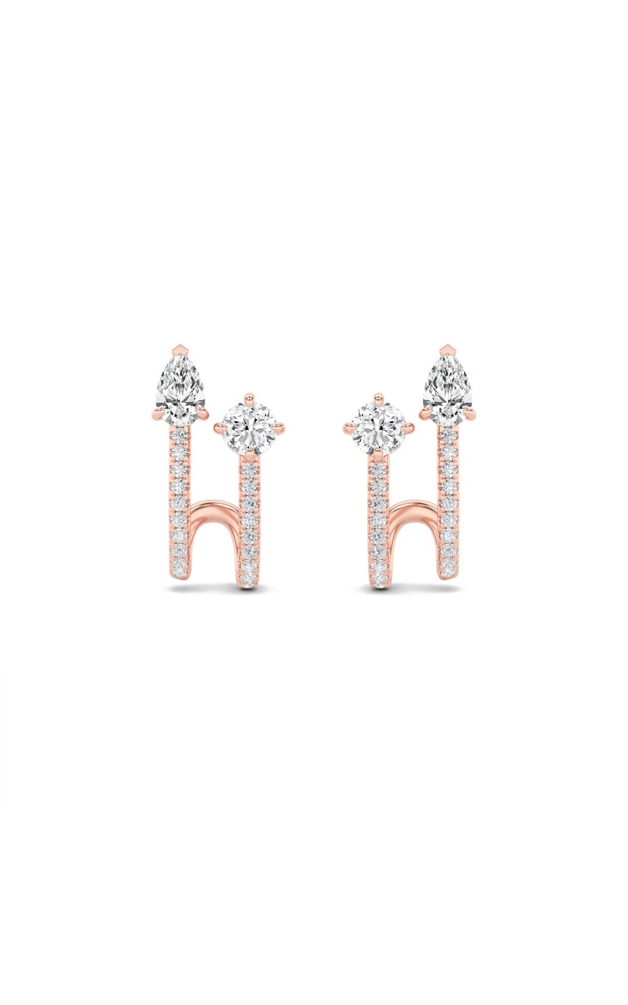 2.5Cttw Round Shaped Lab Grown Diamond (F/VS) Toiet Moi Accented Earrings in 14K Gold