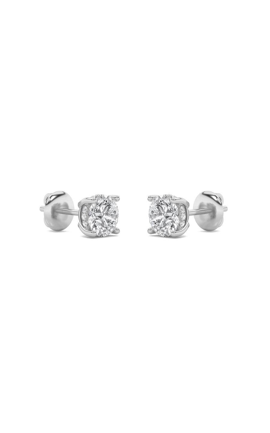 1Cttw Round Shaped Lab Grown Diamond (F/VS) Hidden Halo Stud Earrings in 14K Gold