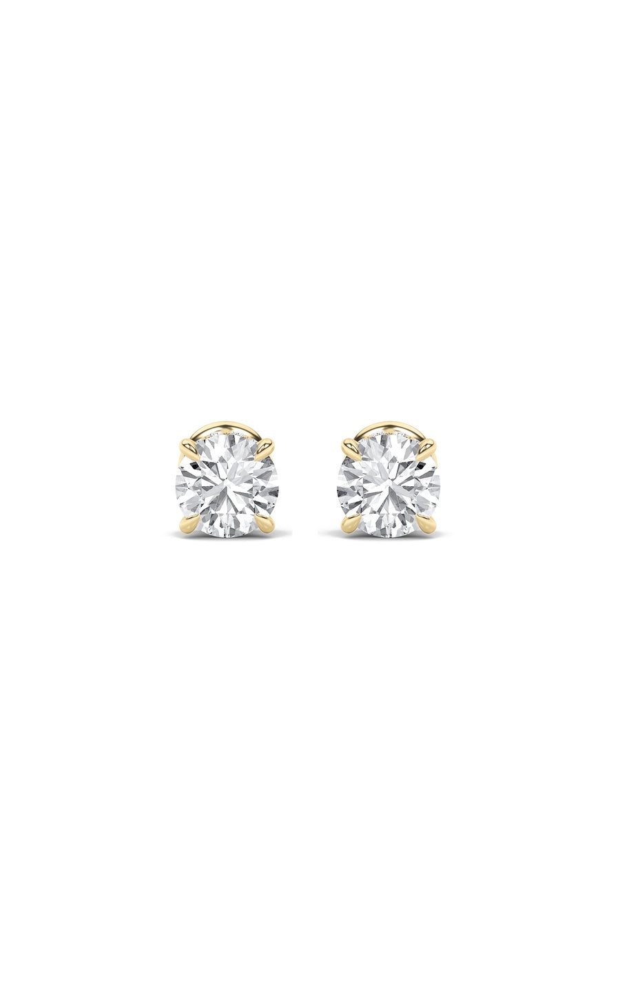 1Cttw Round Shaped Lab Grown Diamond (F/VS) HiddenHalo Stud Earrings in 14K Gold