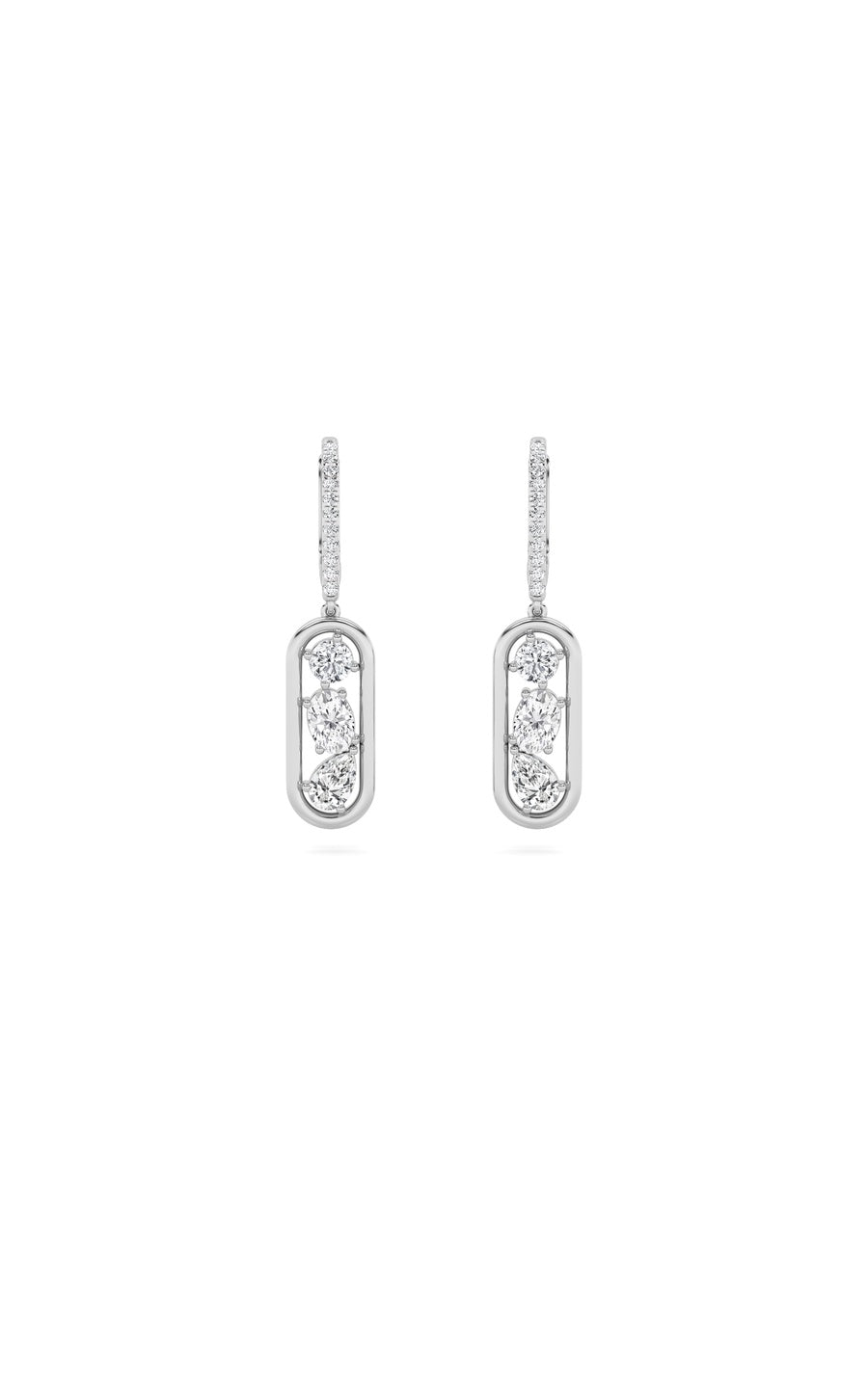 1.5Cttw Mixed Shaped Lab Grown Diamond (F/VS) Paperclip Dangle Earrings in 14K Gold