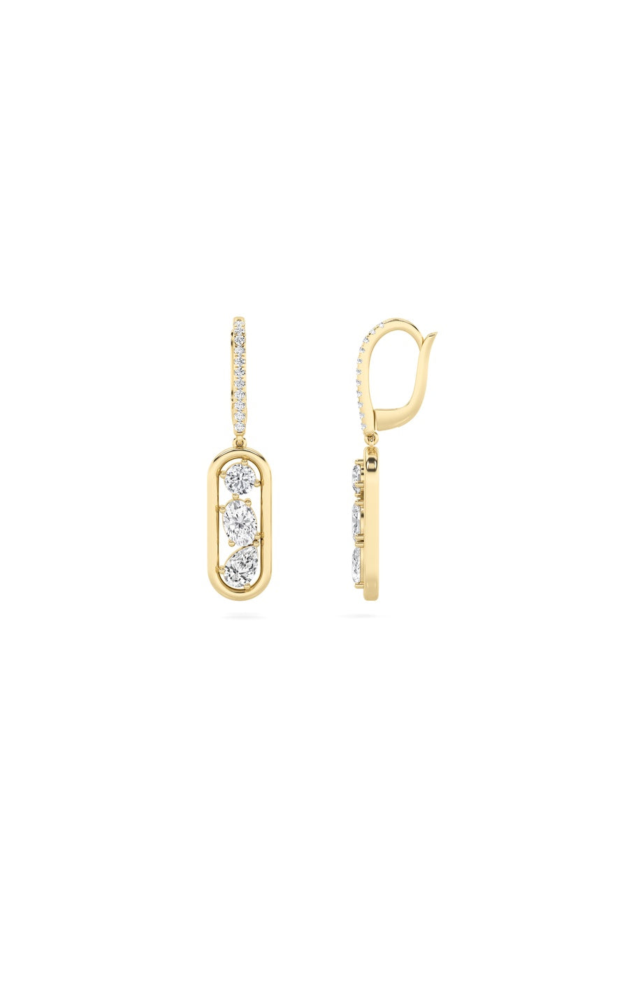 1.5CTW Mixed Shaped Lab Grown Diamond (F/VS) Paperclip Dangle Earrings in 14K Gold