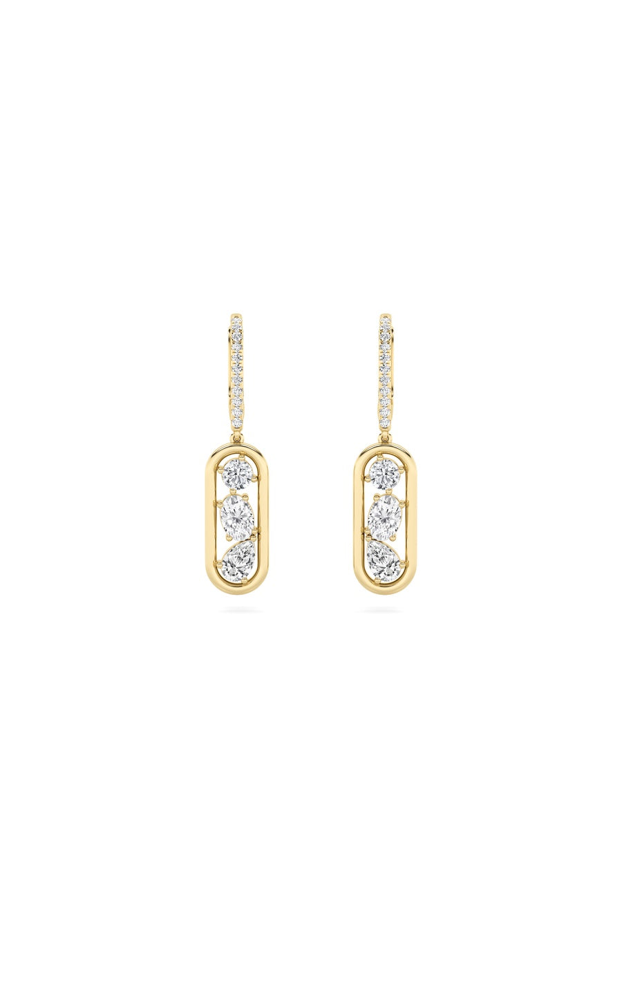 1.5Cttw Mixed Shaped Lab Grown Diamond (F/VS) Paperclip Dangle Earrings in 14K Gold