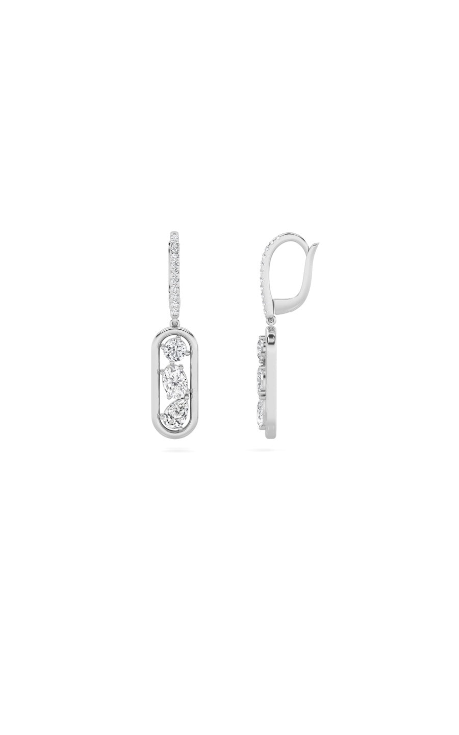 1.75Cttw Mixed Shaped Lab Grown Diamond (F/VS) Paperclip Dangle Earrings in 14K Gold