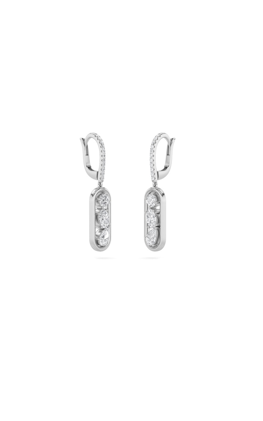 1.75Cttw Mixed Shaped Lab Grown Diamond (F/VS) Paperclip Dangle Earrings in 14K Gold
