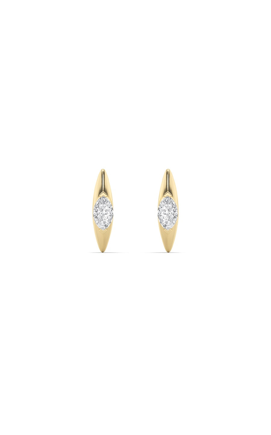 1Cttw Marquise Shaped Lab Grown Diamond (F/VS) Solitaire Huggie  Earrings in 14K Gold