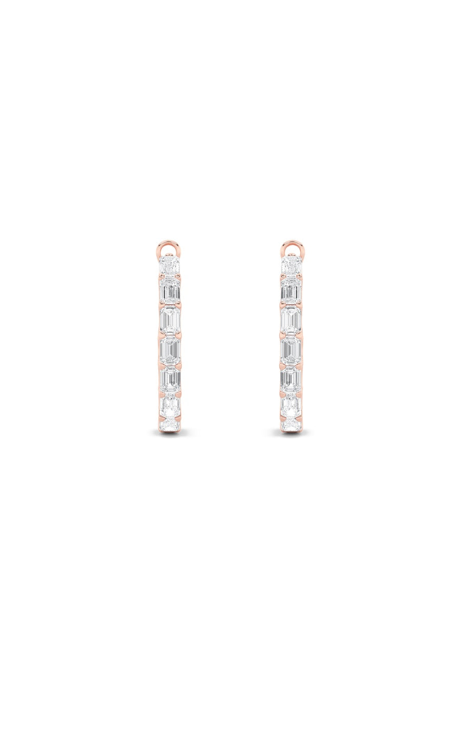 4.25Cttw Emerald Shaped Lab Grown Diamond (G/VS) Inside Out Hoop Earrings in 14K Gold