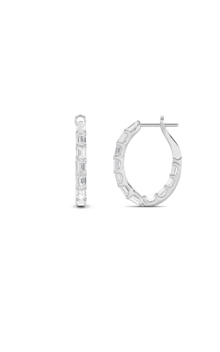 4.75Cttw Emerald Shaped Lab Grown Diamond (G/VS) Inside Out Hoop Earrings in 14K Gold