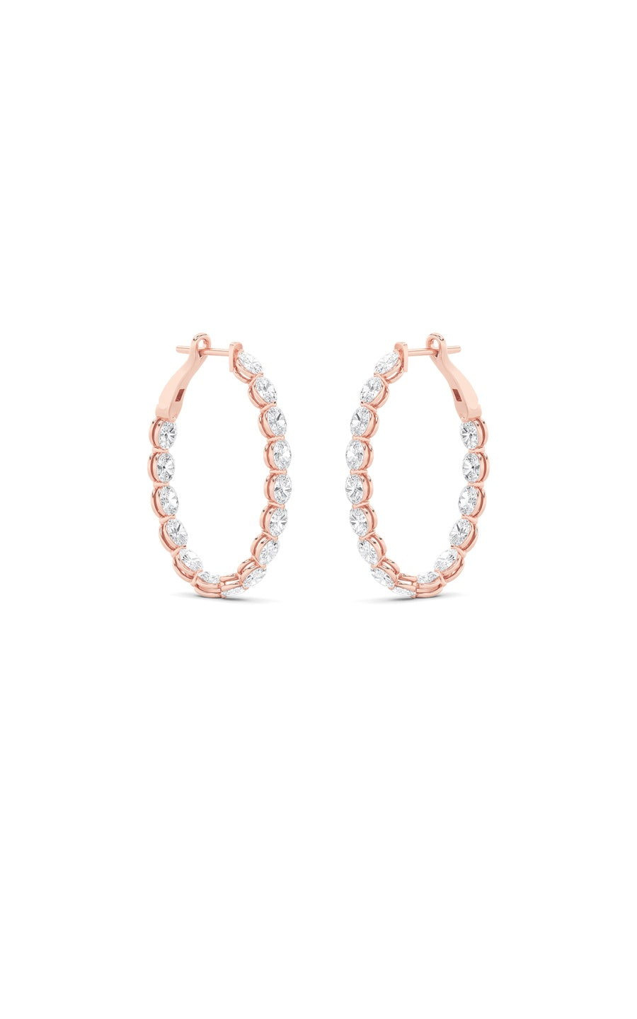 6Cttw Oval Shaped Lab Grown Diamond (F/VS) InsideOut Hoop Earrings in 14K Gold