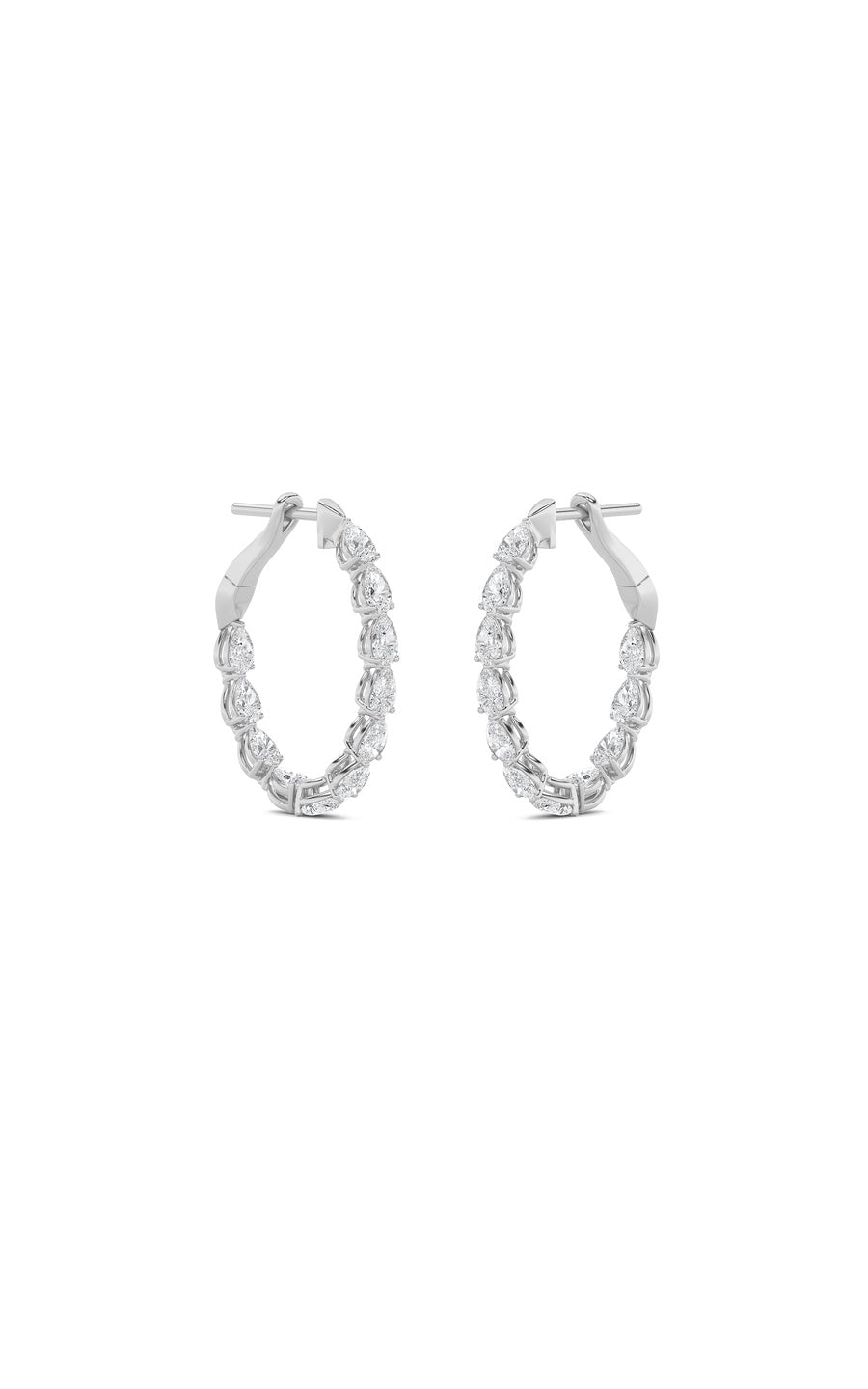 4.25Cttw Pear Shaped Lab Grown Diamond (F/VS) Inside Out Hoop Earrings in 14K Gold