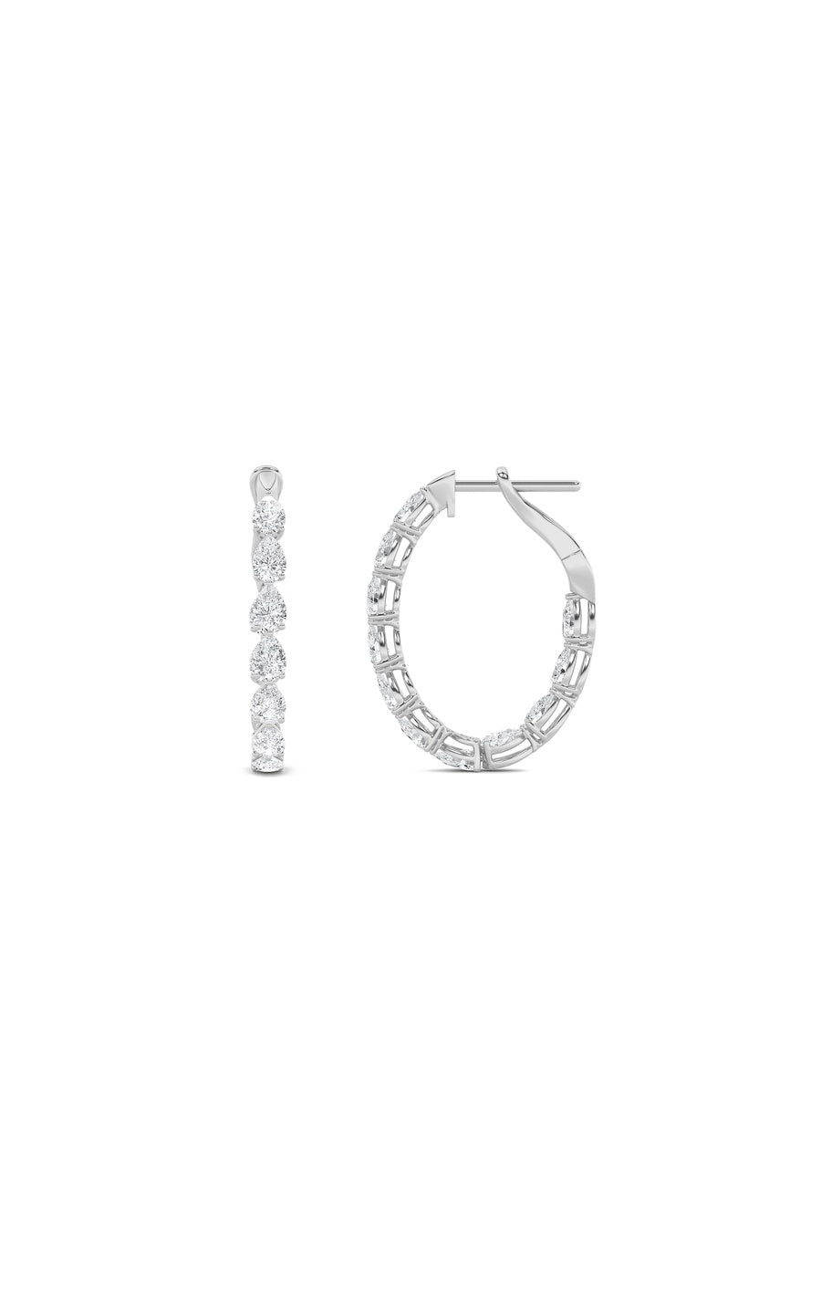 4.25CTW Pear Shaped Lab Grown Diamond (F/VS) Inside Out Hoop Earrings in 14K Gold