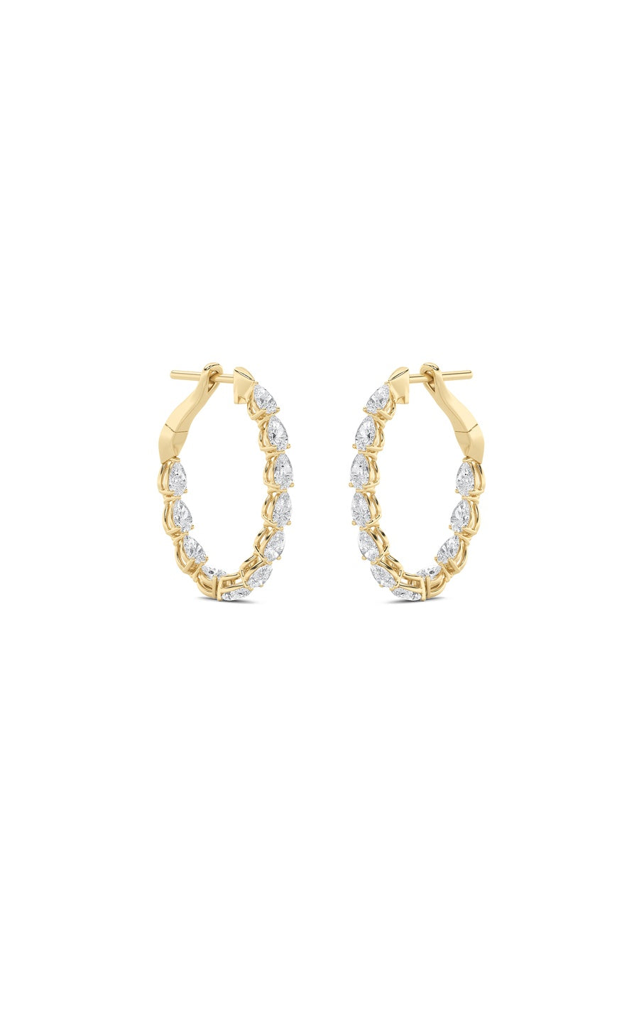 4.25Cttw Pear Shaped Lab Grown Diamond (F/VS) Inside Out Hoop Earrings in 14K Gold