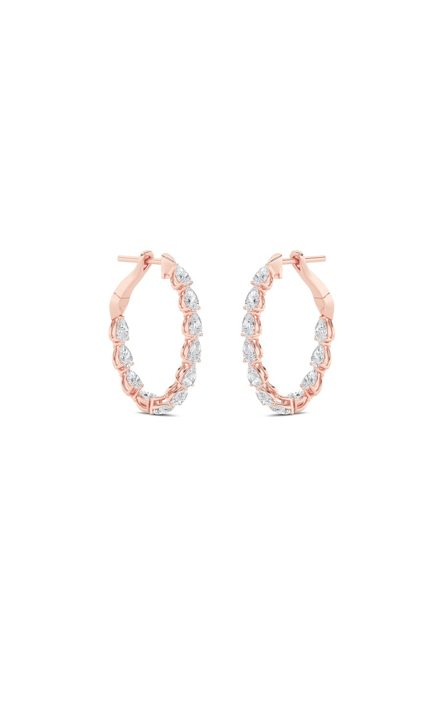 4.25Cttw Pear Shaped Lab Grown Diamond (F/VS) Inside Out Hoop Earrings in 14K Gold