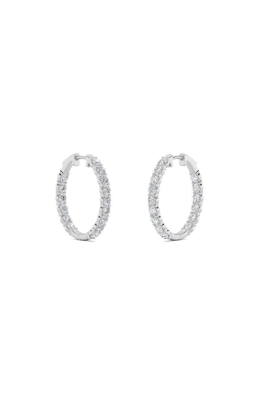 5Cttw Round Shaped Lab Grown Diamond (F/VS) InsideOut Hoop Earrings in 14K Gold